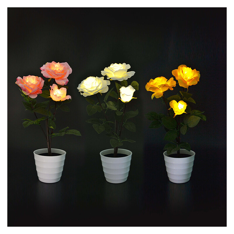 Lunio Living LED-Blumenstrauß Rose - Gelb