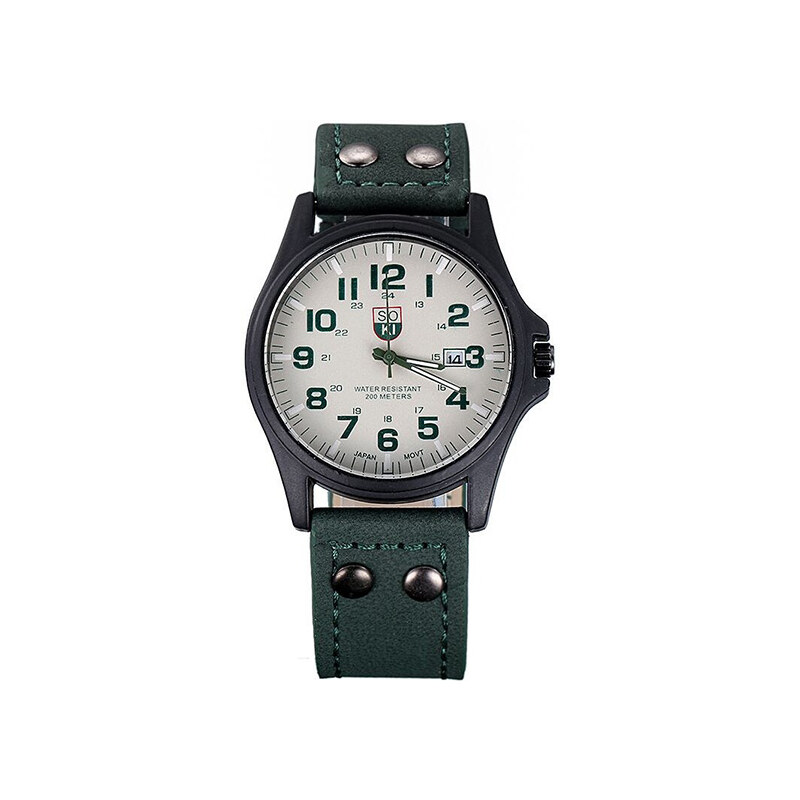 Lesara Klassische Armbanduhr mit Datumsanzeige - Grün