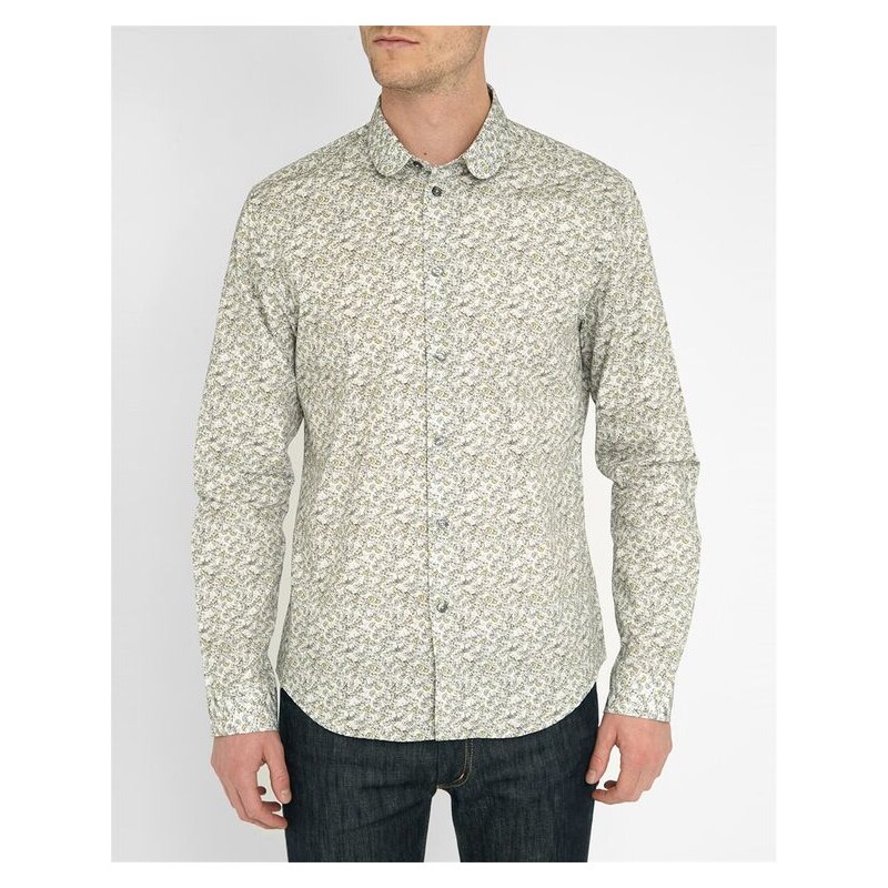 Carven Buntes Hemd mit Rundhalsausschnitt und Ginkgoblüten-Muster