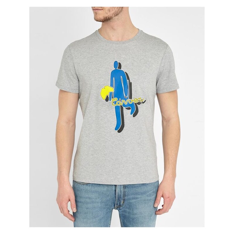 Carven Graumeliertes Rundhals-T-Shirt mit Bonhomme-Motiv