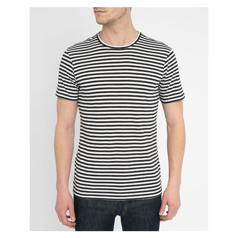 THE KOOPLES Weiß-schwarz gestreiftes T-Shirt