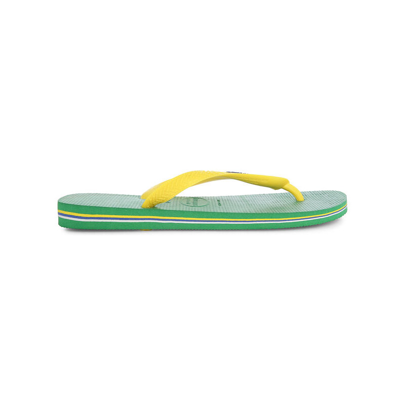 Havaianas Grüne Flip-Flops Brasil mit Logo und gelben Riemen