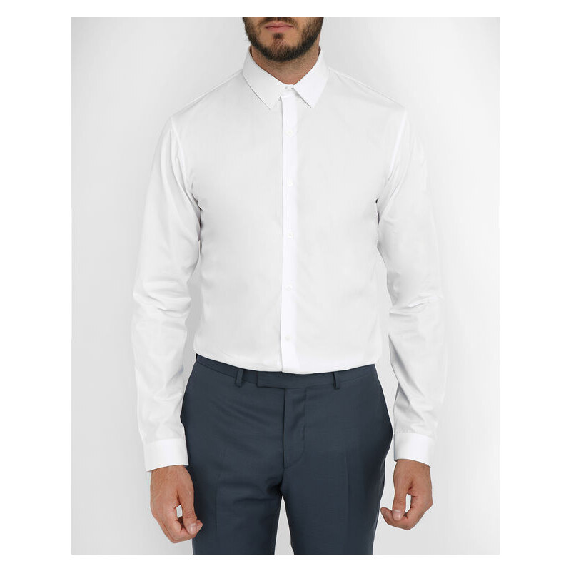 SANDRO Weißes Hemd mit unverdeckter Knopfleiste Seamless