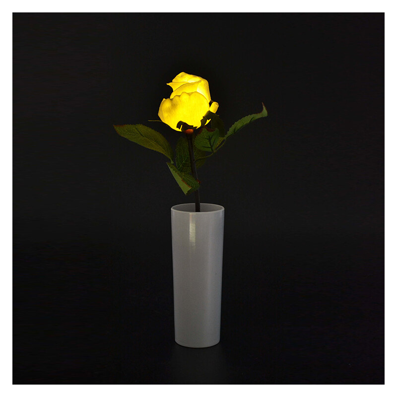 Lunio Living LED-Blume mit Vase Rose - Weiß