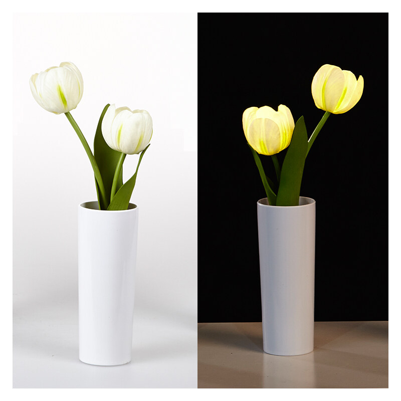 Lunio Living LED-Blume mit Vase Tulpenpaar - Weiß