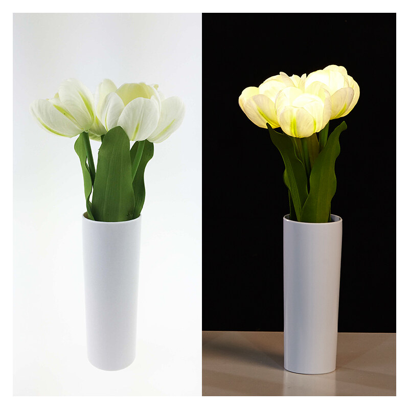 Lunio Living LED-Blumenstrauß mit Vase Tulpe - Weiß