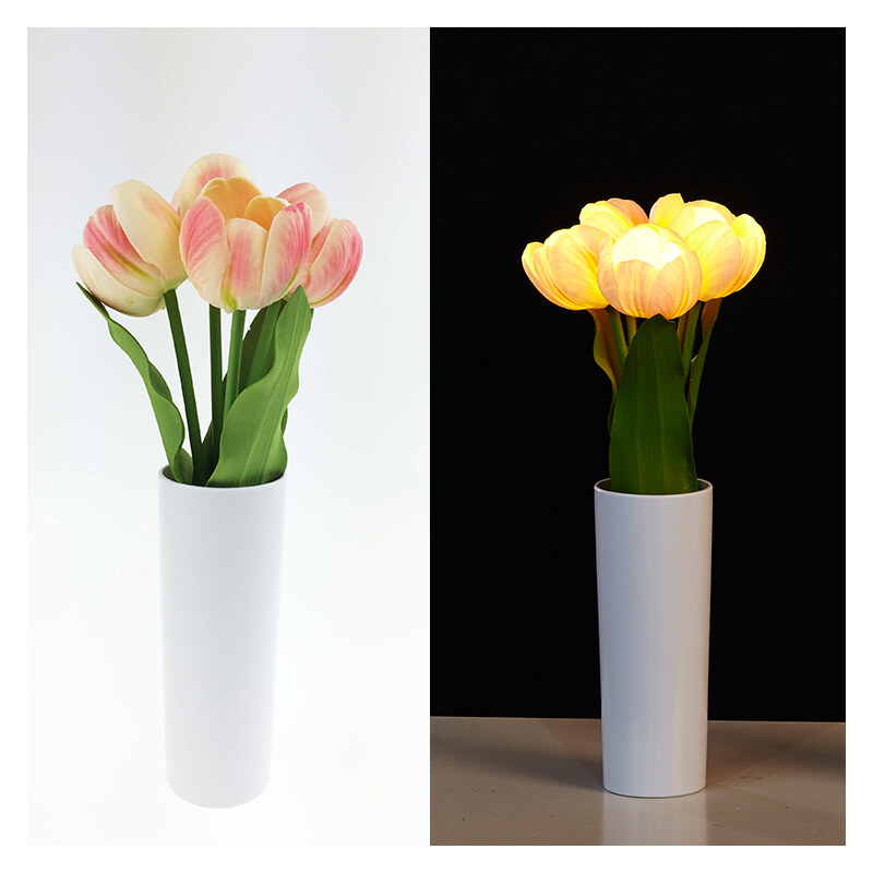 Lunio Living LED-Blumenstrauß mit Vase Tulpe - Pink