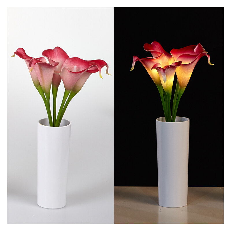 Lunio Living LED-Blumenstrauß mit Vase Calla - Pink