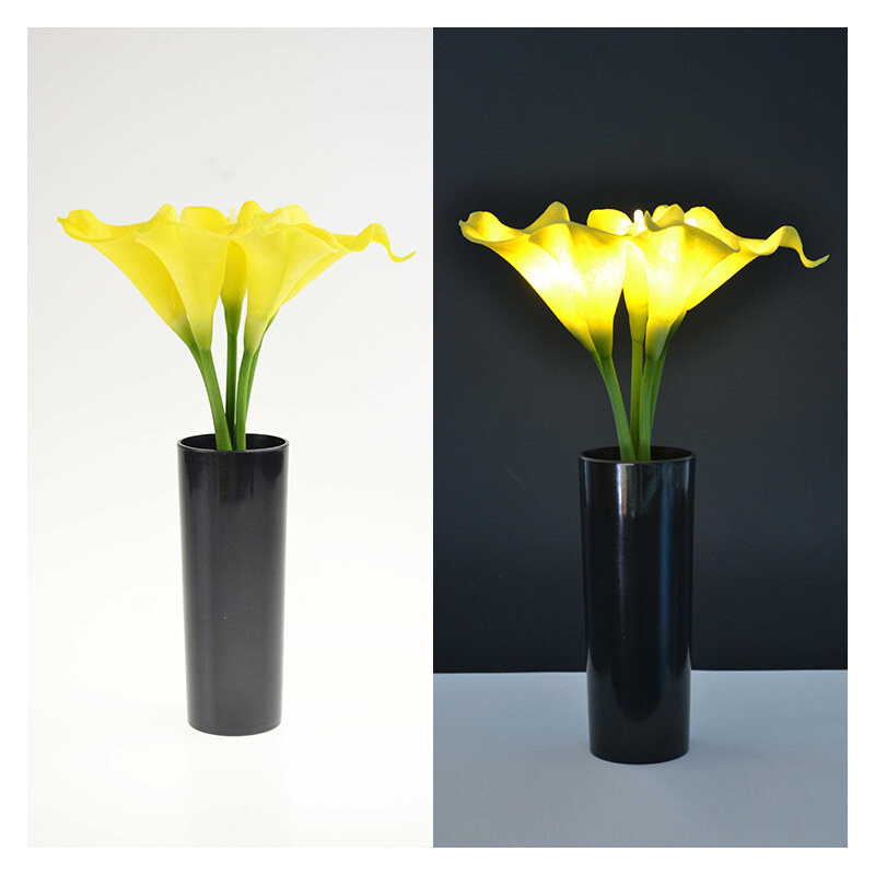 Lunio Living LED-Blumenstrauß mit schwarzer Vase Calla - Gelb