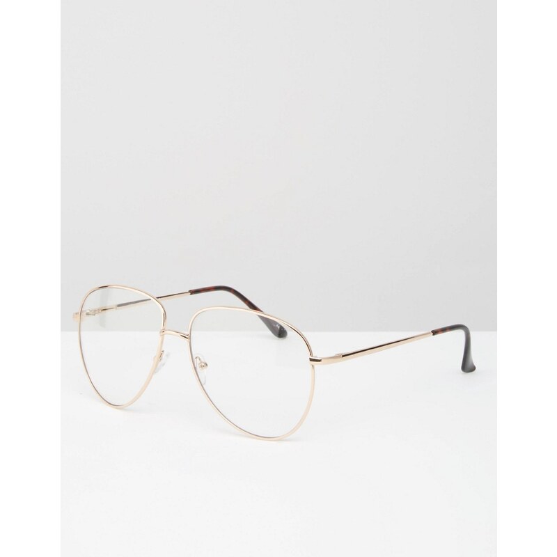 ASOS - Geeky - Brille mit Metallgestell und transparenten Gläsern - Gold