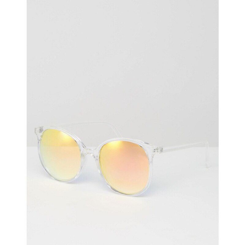 ASOS - Runde Oversized-Sonnenbrille mit schmalem Gestell - Transparent