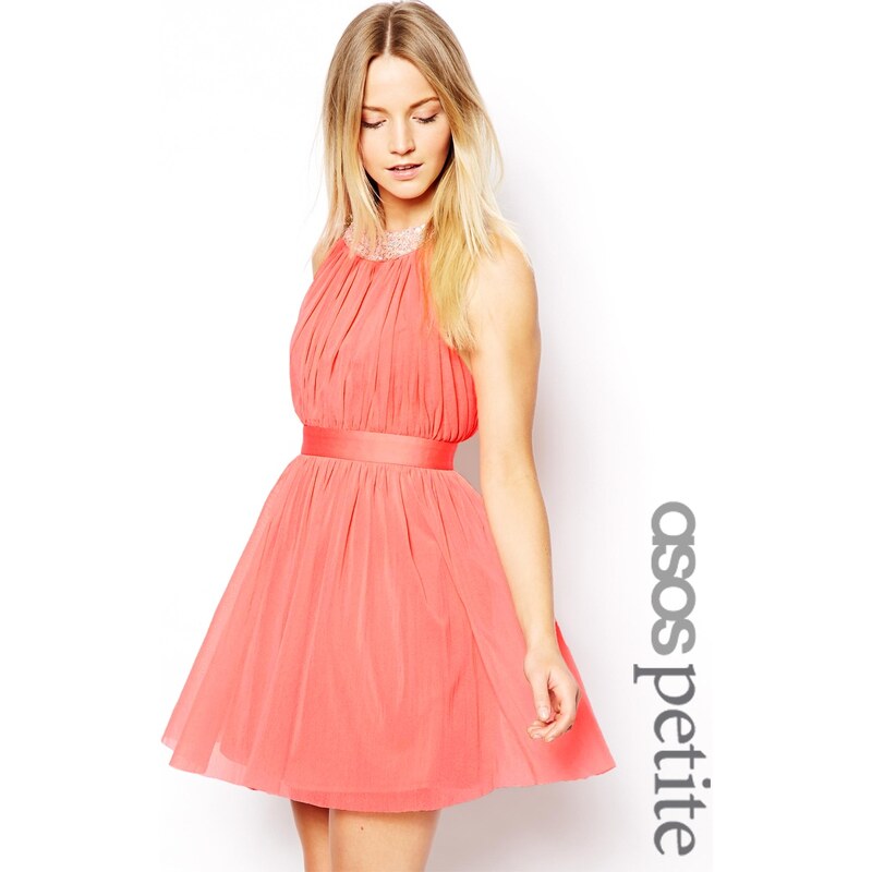 ASOS PETITE – Exklusives, verziertes Neckholder-Kleid mit Trägern