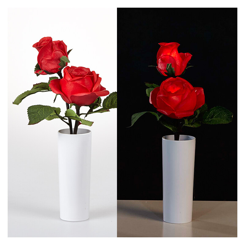 Lunio Living LED-Blume mit Vase Rosenpaar - Rot