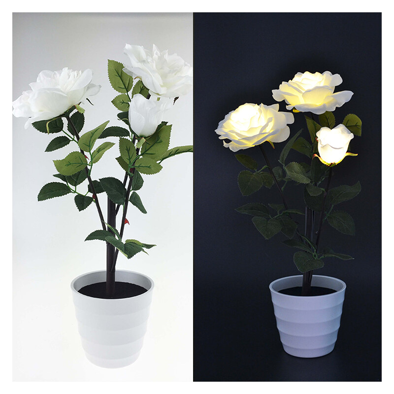 Lunio Living LED-Blumenstrauß Rose - Weiß