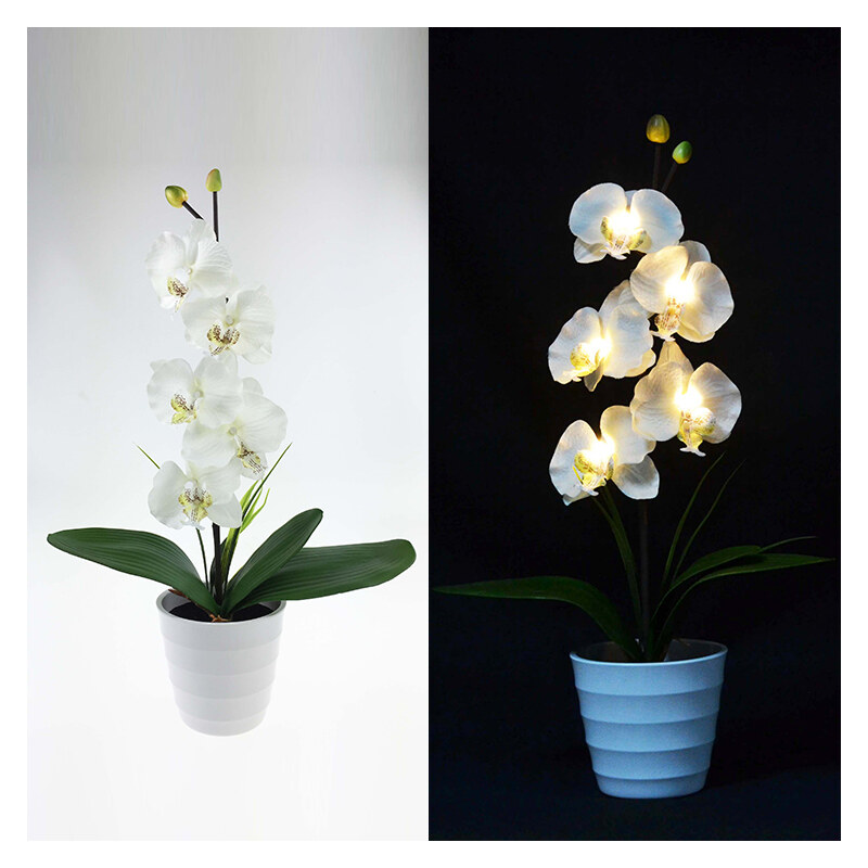 Lunio Living LED-Orchidee mit Blumentopf - Weiß