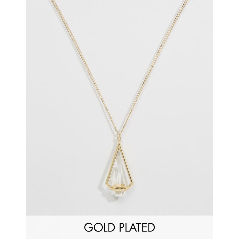 Nylon - Vergoldete Halskette mit Kristall-Anhänger - Gold