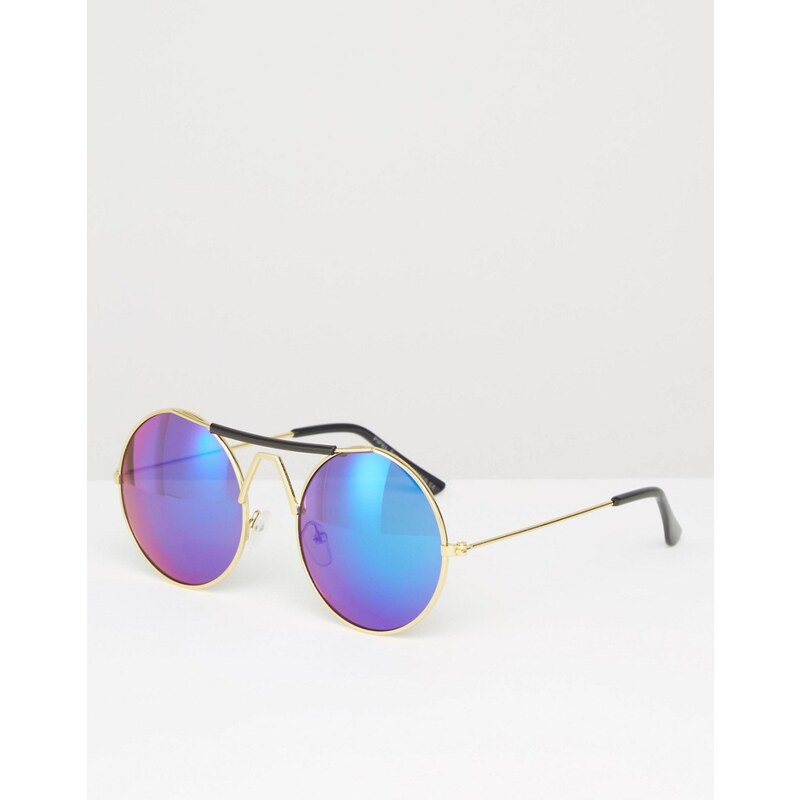 7X - Runde Sonnenbrille mit hohem Rahmen - Gold