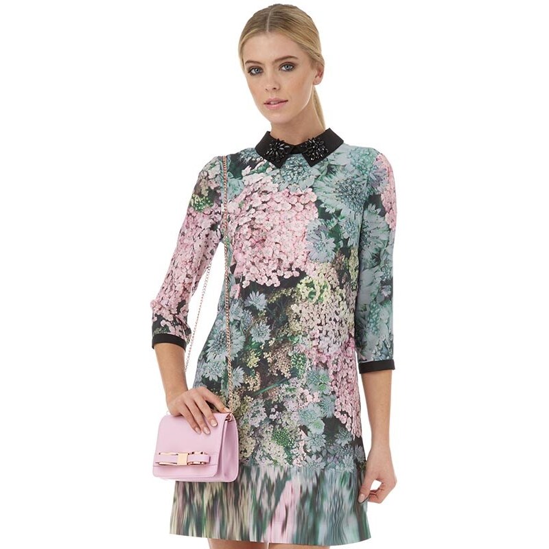 Ted Baker Damen Jacen Glitch Floral Print Tunic Peach Kleid Rosa