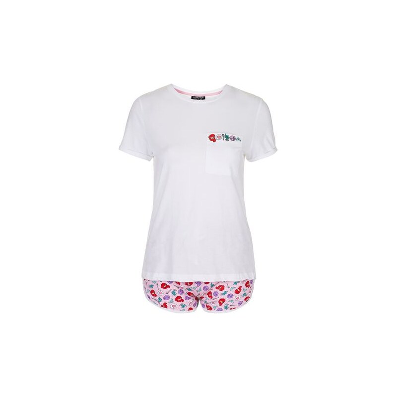Topshop Pyjama mit "Arielle"-Stickerei - Weiß
