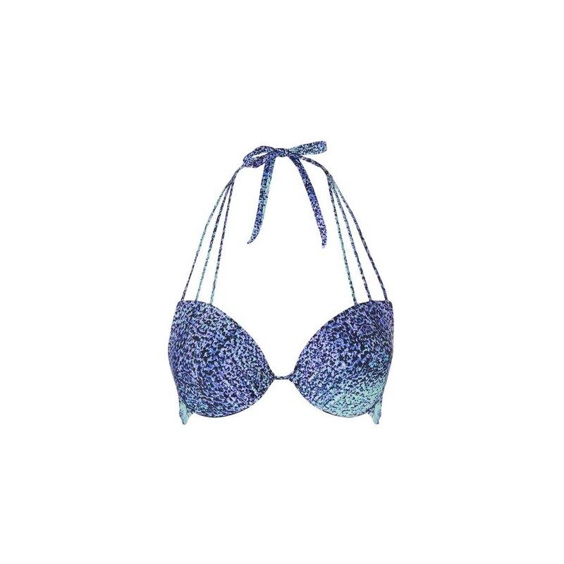 Topshop Batik-Bikinioberteil mit tiefem Dekolleté - Blau