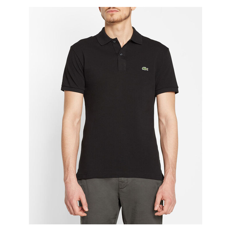 LACOSTE Kurzärmeliges Slim Cut-Poloshirt mit kleinem Pikee, schwarz