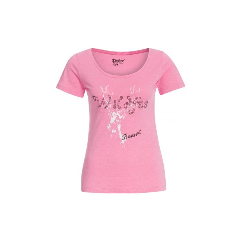 Distler Damen T-Shirt figurnah rosa aus Baumwolle