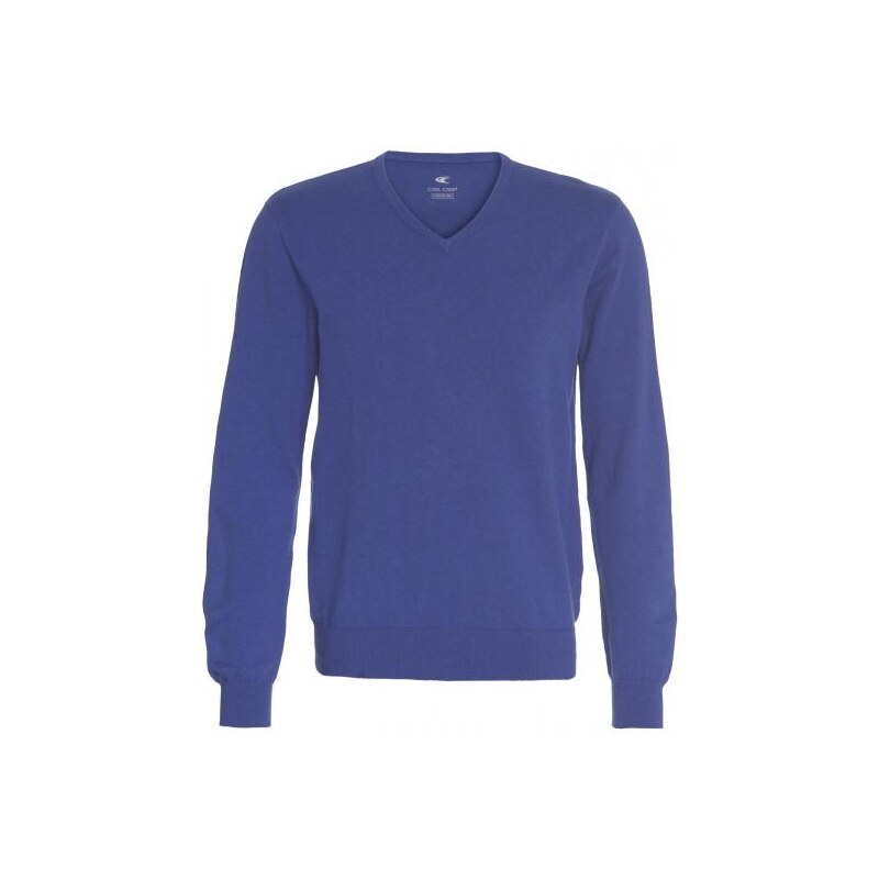 COOL CODE Herren Pullover Sweatshirt körpernah V-Ausschnitt blau aus Baumwolle