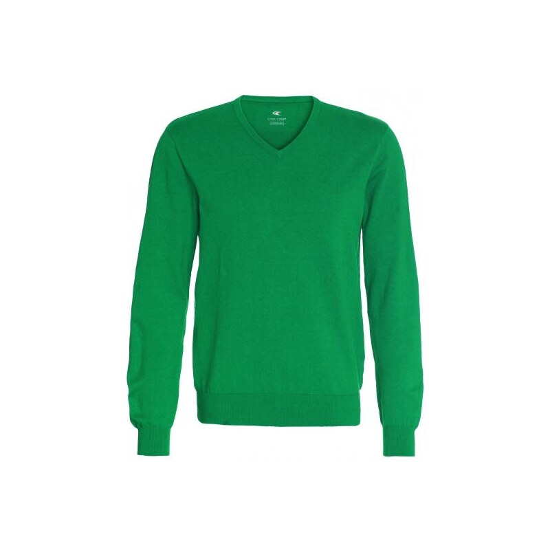 COOL CODE Herren Pullover Sweatshirt körpernah V-Ausschnitt grün aus Baumwolle