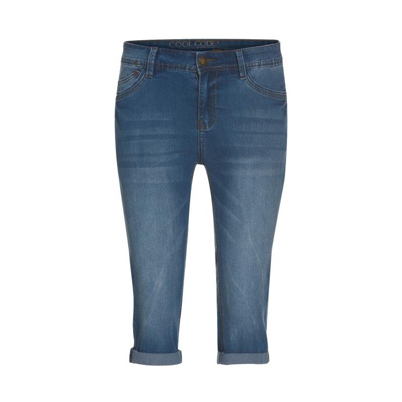 COOL CODE Damen Jeans Hose kniebedeckt blau aus Baumwolle