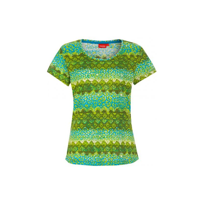 Vittorio Rossi Damen T-Shirt körperbetont Rundhalsausschnitt grün aus Baumwolle