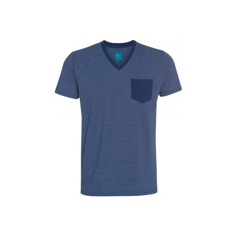 COOL CODE Herren T-Shirt körperbetont V-Ausschnitt blau aus Baumwolle