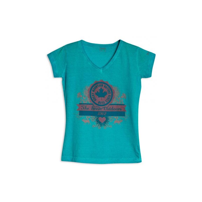 Rossi Mädchen T-Shirt körpernah V-Ausschnitt blau aus Baumwolle