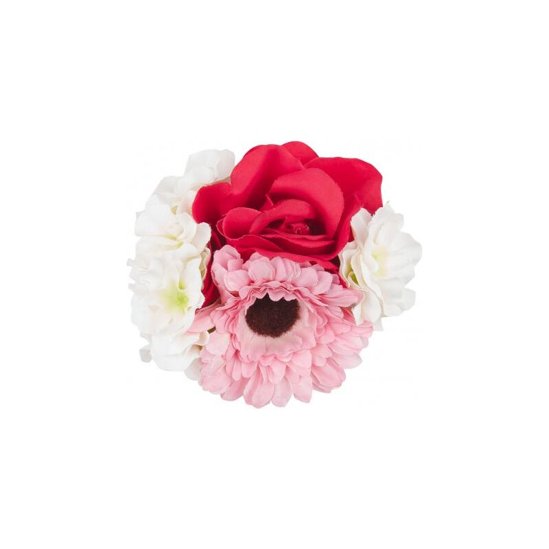 Distler Damen Anstecker / Haarspange mit Blumen unterschiedliche Dessins rot
