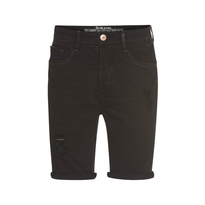 COOL CODE Schwarze Jeans-Shorts mit Kunstleder-Details, schwarz