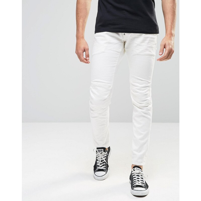 G-Star - Elwood 5620 - Superenge 3D-Stretchjeans in 3D White Raw - Weiß