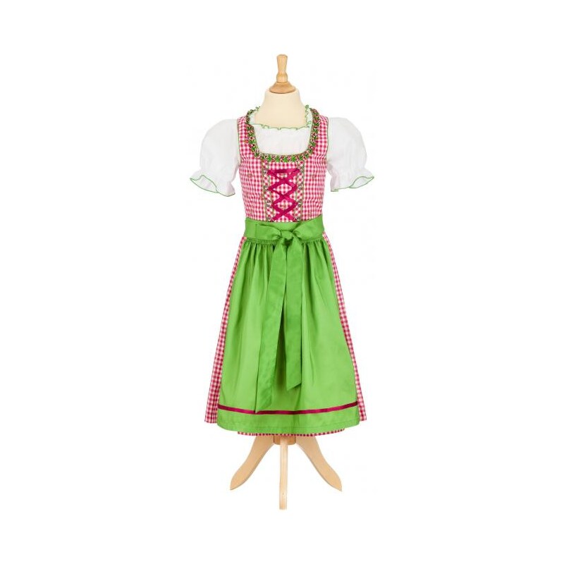 Distler Mädchen Karo-Dirndl 3-tlg. für Kinder - Gr. 134 - 170 Set Bluse, Kleid, Schürze rosa aus Baumwolle