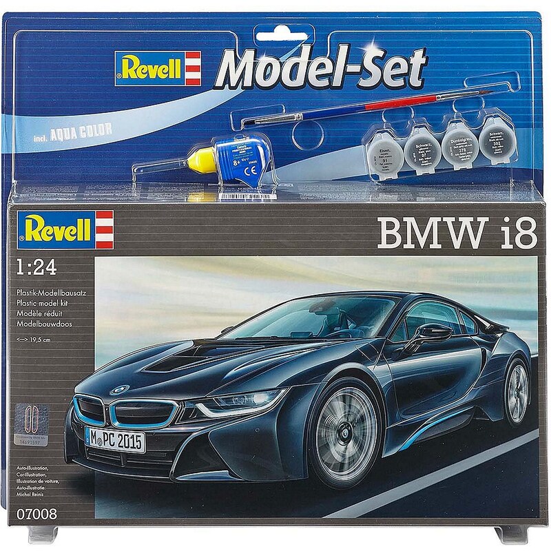 Revell® Plastik-Modellbausatz Auto mit Zubehör, Maßstab 1:24, »Model Set BMW i8«
