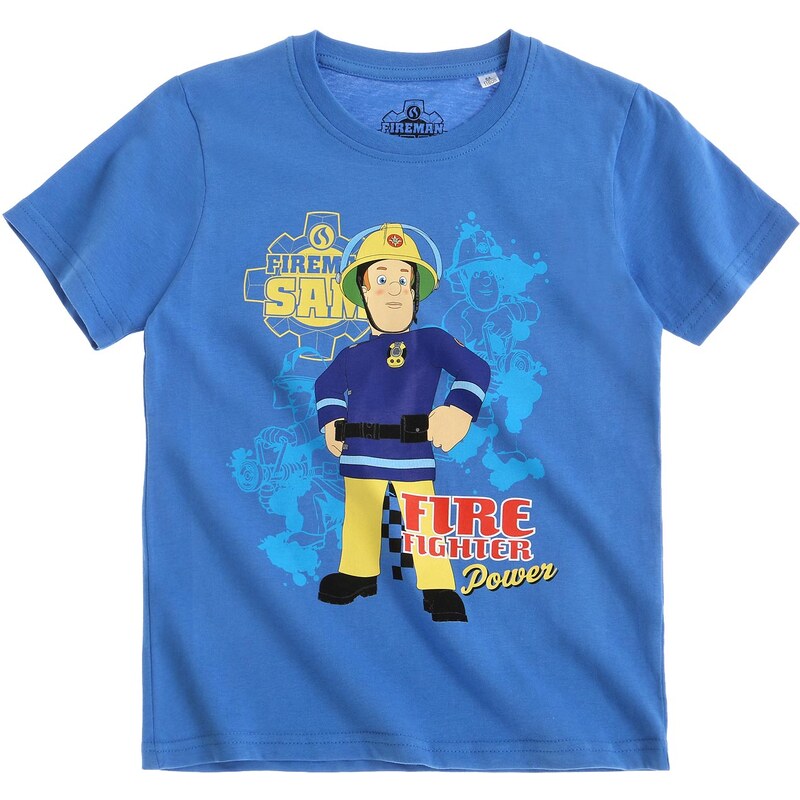 Feuerwehrmann Sam T-Shirt blau in Größe 104 für Jungen aus 100% Baumwolle