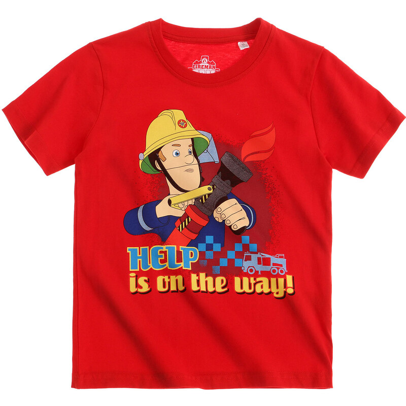 Feuerwehrmann Sam T-Shirt rot in Größe 104 für Jungen aus 100% Baumwolle
