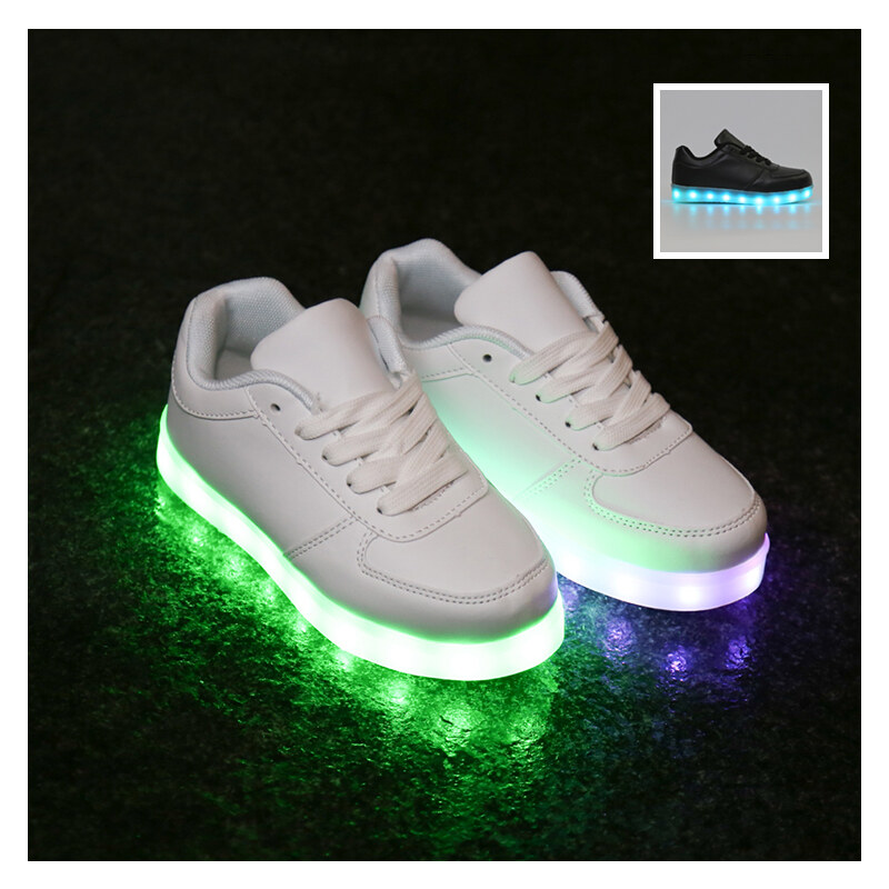 Lesara Kinder-LED-Schuh in Leder-Optik - Schwarz - 29