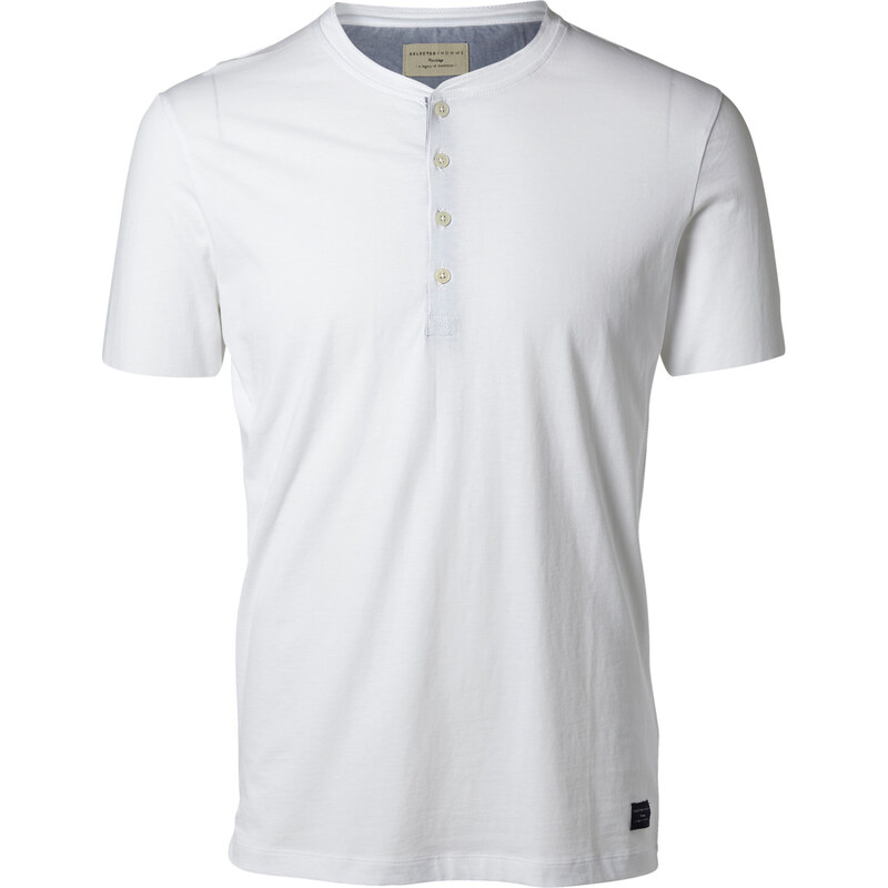 Selected SHHniklas Split Neck T-Shirt bright white