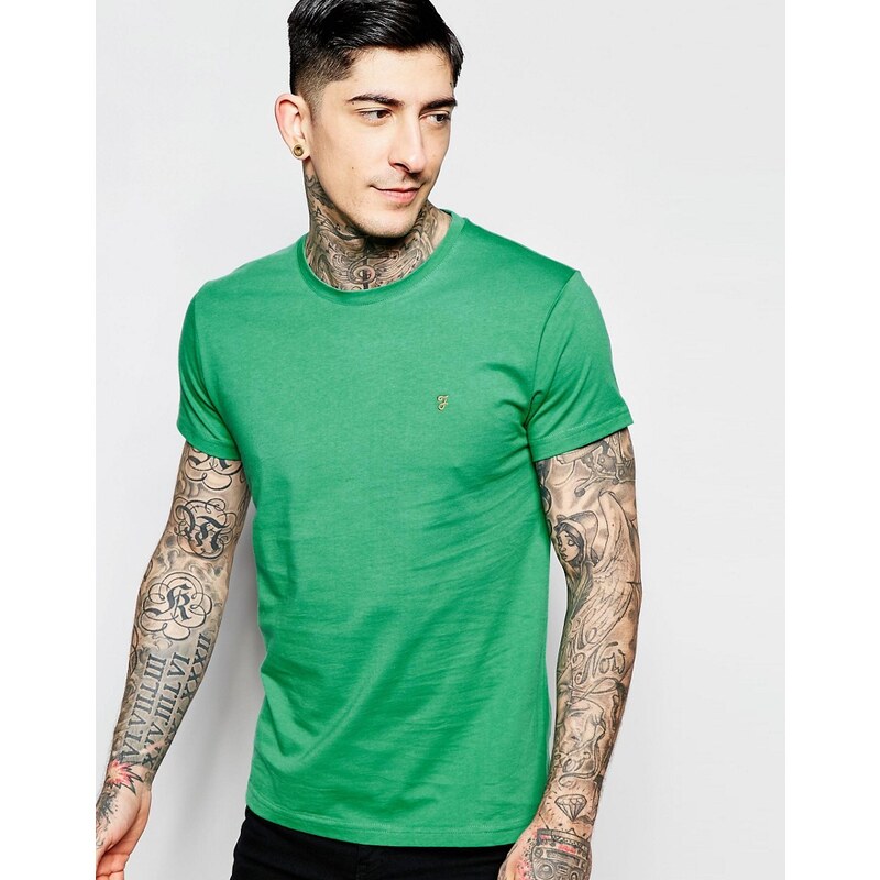 Farah - Schmal geschnittenes T-Shirt in Fern mit F-Logo - Grün