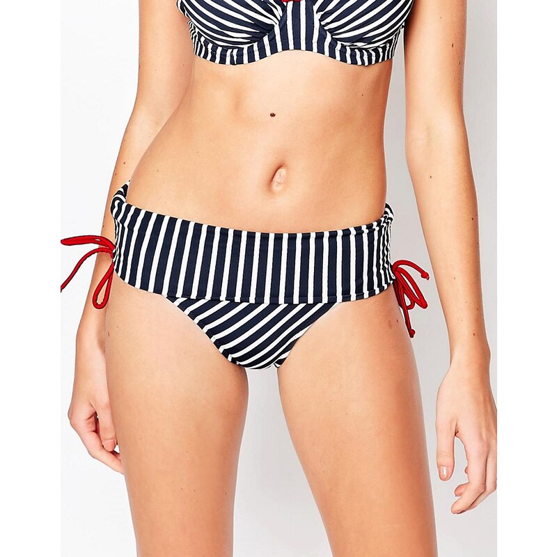 Pour Moi - Ahoy - Gestreifte Bikinihose mit Umschlag - Mehrfarbig