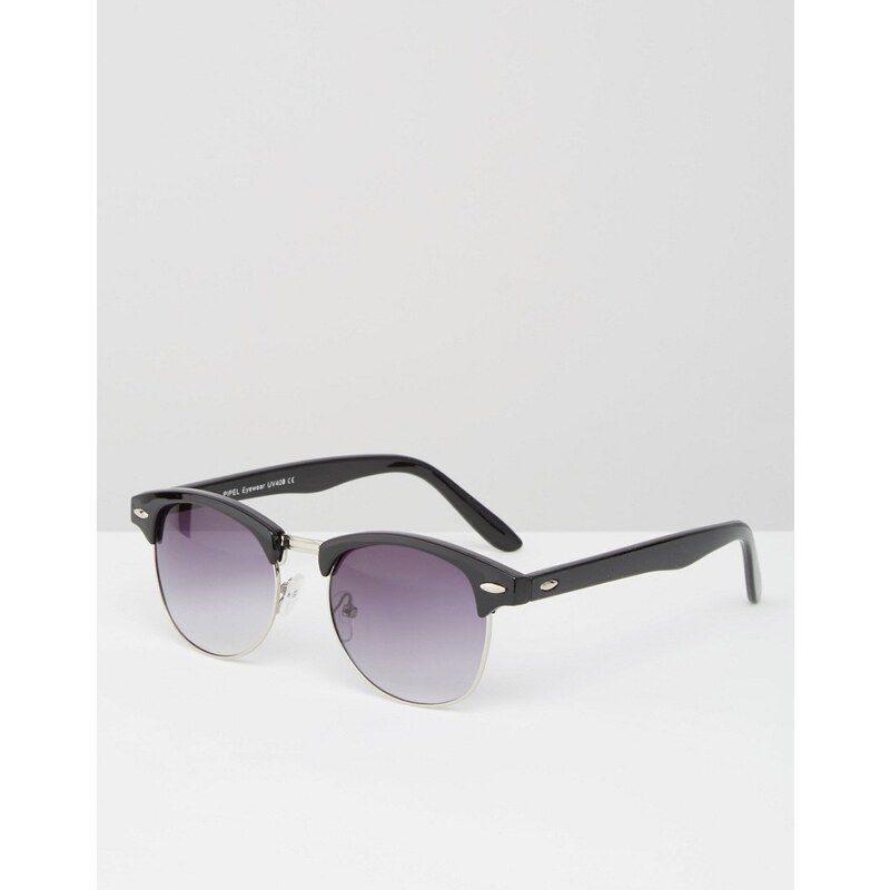 7X - Retro-Sonnenbrille in Schwarz mit rauchigen Gläsern - Schwarz
