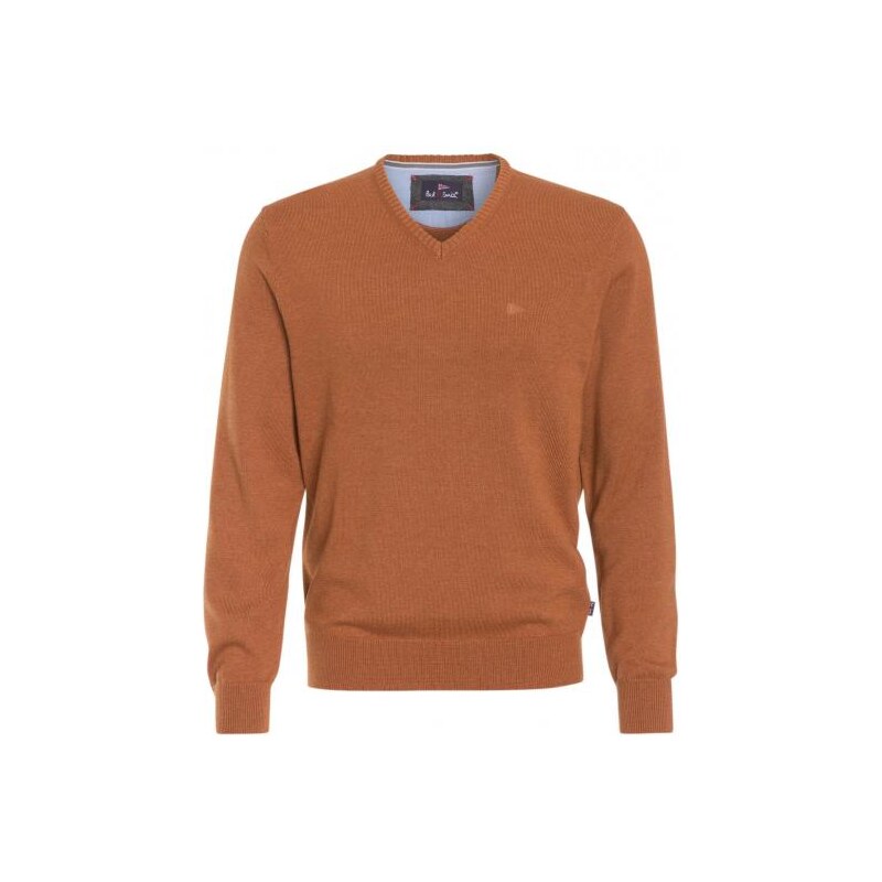 Paul R.Smith Herren Pullover Sweatshirt V-Ausschnitt orange aus Baumwolle