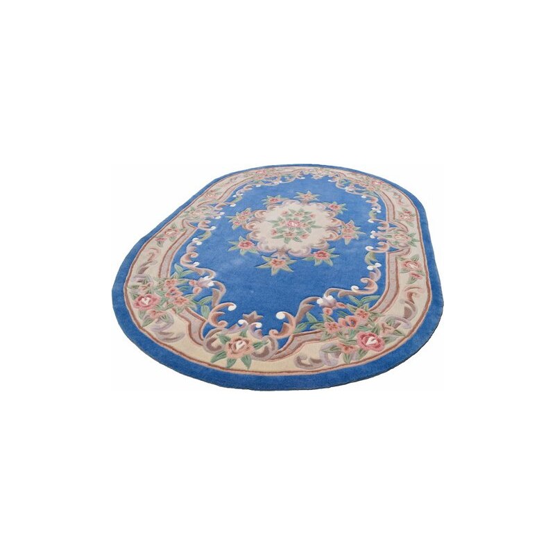 THEKO Teppich Ming handgetuftet oval blau 40 (B/L: 190x290 cm, oval),9 (B/L: 120x170 cm, oval)