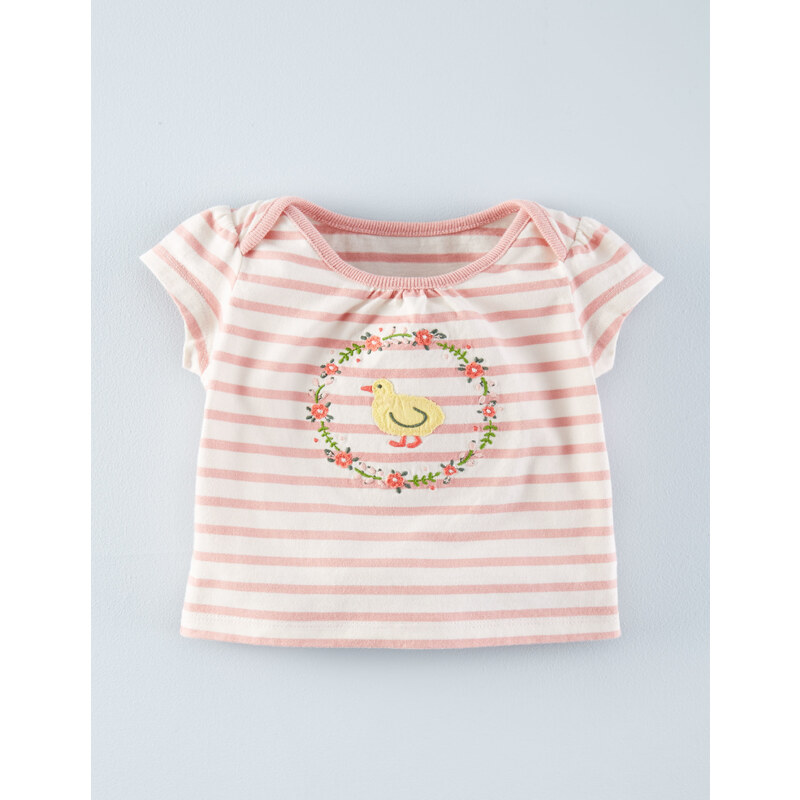 T-Shirt mit süßer Streifenapplikation Pink Baby Boden