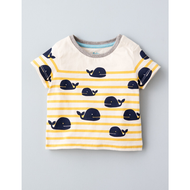 Gestreiftes T-Shirt mit Motiv Cremefarben Baby Boden
