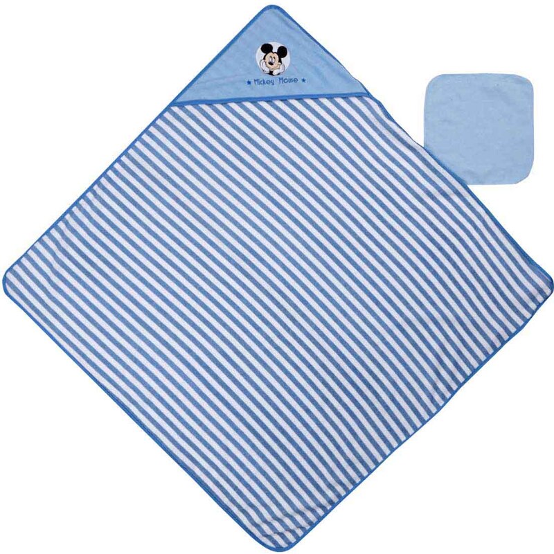 Disney Mickey Kapuzen-Handtuch blau in Größe UNI für Babies aus 60 % Baumwolle 40 % Polyester