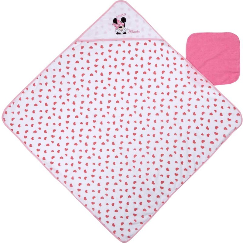 Disney Minnie Kapuzen-Handtuch pink in Größe UNI für Babies aus 60 % Baumwolle 40 % Polyester